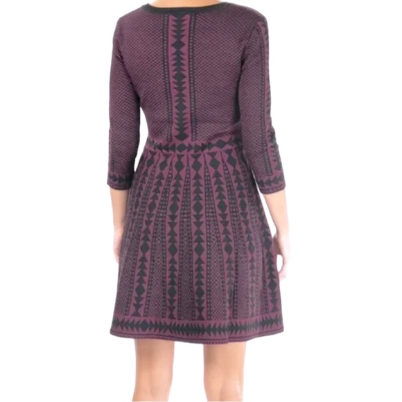 NINA LEONARD Geometric Fit and Flare Sweater Dress - Picture 2 of 4